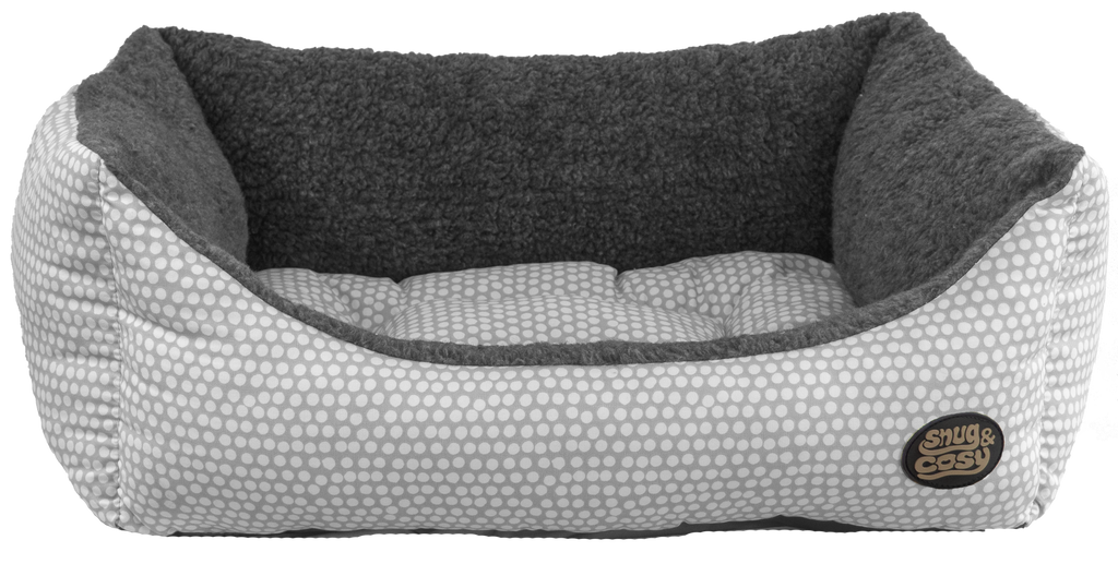 Snug and Cosy Polka Dot Rectangular Pet Bed grey