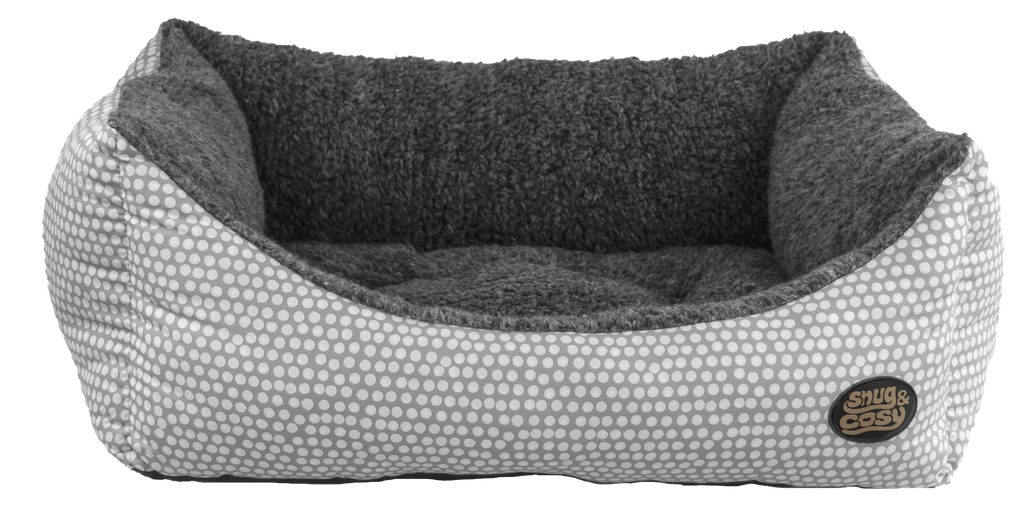 Snug and Cosy Polka Dot Rectangular Pet Bed grey